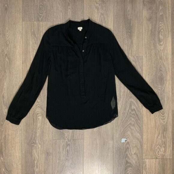 Aritzia Wilfred Blouse Half Button Front Long Sleeve Sheer Black Size XS - Picture 5 of 13